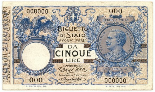 Lire prova fronte biglietto - lire,