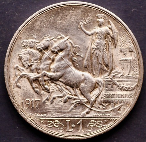 Italy lire 1917 quadriga - italy, 1